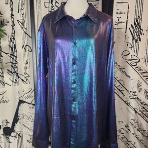 SIZE XL MEN'S DISCO CLUBBING LONG SLEEVED BUTTON UP TOP